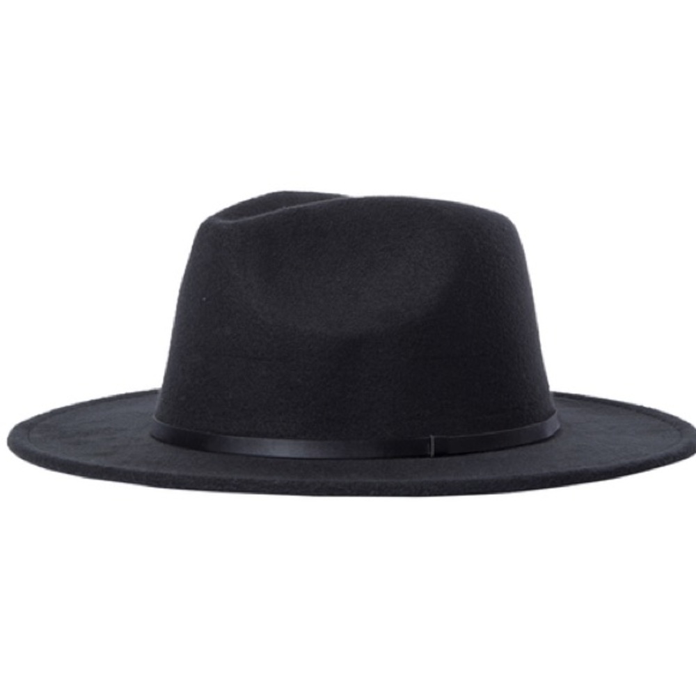 NWT Black Woman Felt Panama Fedora Hat with Trim